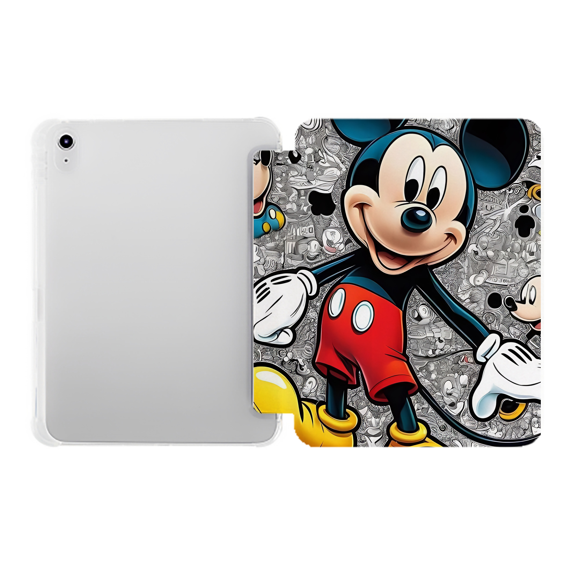 （画像用） ミッキーマウス Mickey Mouse IPad ケース ペン収納付き 三つ折りスタンド PUレザー×シリコン 対応機種9.5/10.5/10.9インチ